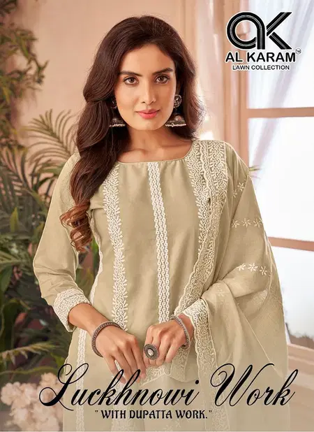 Lucknowi By Al Karam Pure Cotton Dress Material Wholesale In India